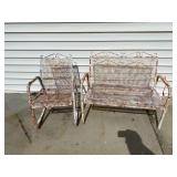 BACK PORCH....Metal chair and loveseat. NEEDS PAINTING