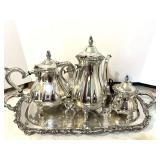 Kit...Silver-Plated Tea and Coffee Service Set with Serving Tray