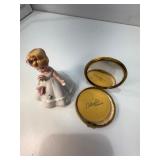 Bell figurine and folding mirror