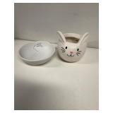 Bunny trinket container and bowl