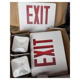 Double sided exit sign with emergency lights