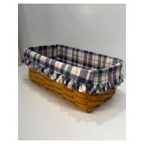 Longaberger basket and plaid cloth lining