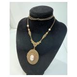 Cameo locket necklace