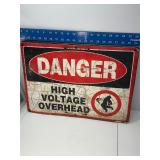 Vintage danger high voltage overhead sign