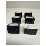 6 pack random color power and USB outlet adapter
