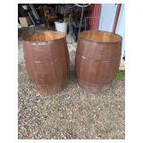 Pair of large wood barrels