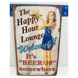 Happy hour lounge beer 30 metal sign
