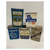 Vintage spice tins ginger group lot