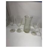 Wine glasses and vase group