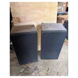 vintage Fisher floor-standing speakers