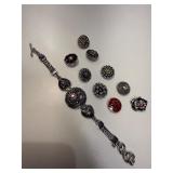 Interchangeable snap jewelry bracelet and charms
