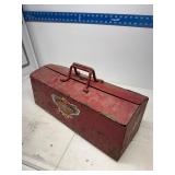 Vintage red metal toolbox
