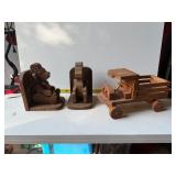 Wooden car and bookends