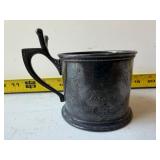 Silver plate cup with thumb rest