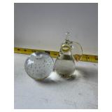 Apple and pear glass paperweights