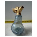 hand-blown crackle glass pear figurine