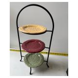 Longaberger wrought iron 3-tier tower w plates