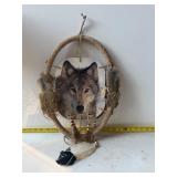 decorative, Native-inspired wolf dreamcatcher