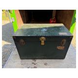vintage green steamer trunk