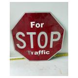 Metal stop for traffic sign