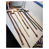 Derby handle group of walking sticks, canes