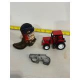 Boot tractor and cap gun lot