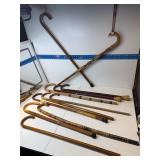 vintage group lot wooden walking sticks / canes