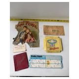 Vintage garter box, radio shack, paper ephemera