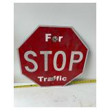 Metal stop for traffic sign