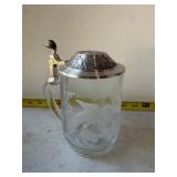 Mallard ducks etched beer stein