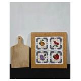 Vintage Ceramic Tile Art Decor & Cutting Board, Sm