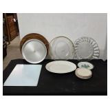 Serving Trays, Glass Plates & Cutting Board