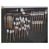 Wood Handled Silverware & Silverware Tray