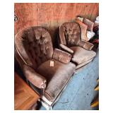 Pair of Vintage Brown Swivel Rocker Chairs
