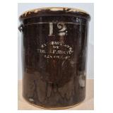 12 Gallon Clinton Pottery Co Crock w/Brown Glaze