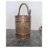 Ornate Etched Copper Pail (8'tall 7'diameter)