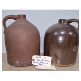 Pair of Brown Glazed Stoneware Jugs
