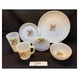 Vtg FireKing 6 pc Set All Pheasant