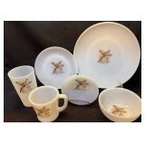 Vtg FireKing 6 pc set All Pheasant