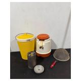 Jug, ice cream maker, strainer, cooler