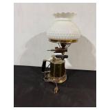 Antique Blowtorch Lamp w/Hobnail Shade