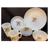 Vtg FireKing 6 pc set All pheasant