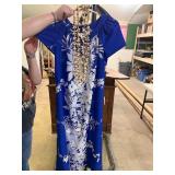 Blue hawiann Dress with x2 shell necklaces