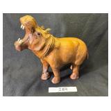 MCM Leather Wrapped Hippopotamus Sculpture Statue