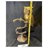 Vtg 14ï¿½ Large Brass Owl On Branch Statue