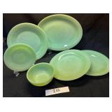 Jadeite 5pc unmarked ribbed edge