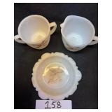 FireKing Creamer Sugar Set /w Ashtray Pheasant