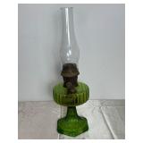 1930s Aladdin Green CORINTHIAN Glass Oil lamp