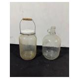 Vintage Glass Jar and Glass Jug