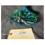 Vtg Murano Italian Chunky Glass Blue Green Bowl